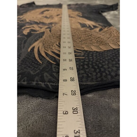 Affliction Men's Cut Series Lonely Dragon T-shirt L Black Distressed Y2k - Picture 13 of 13
